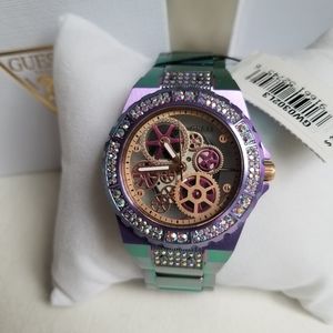 Guess Oil Slick Skeleton watch